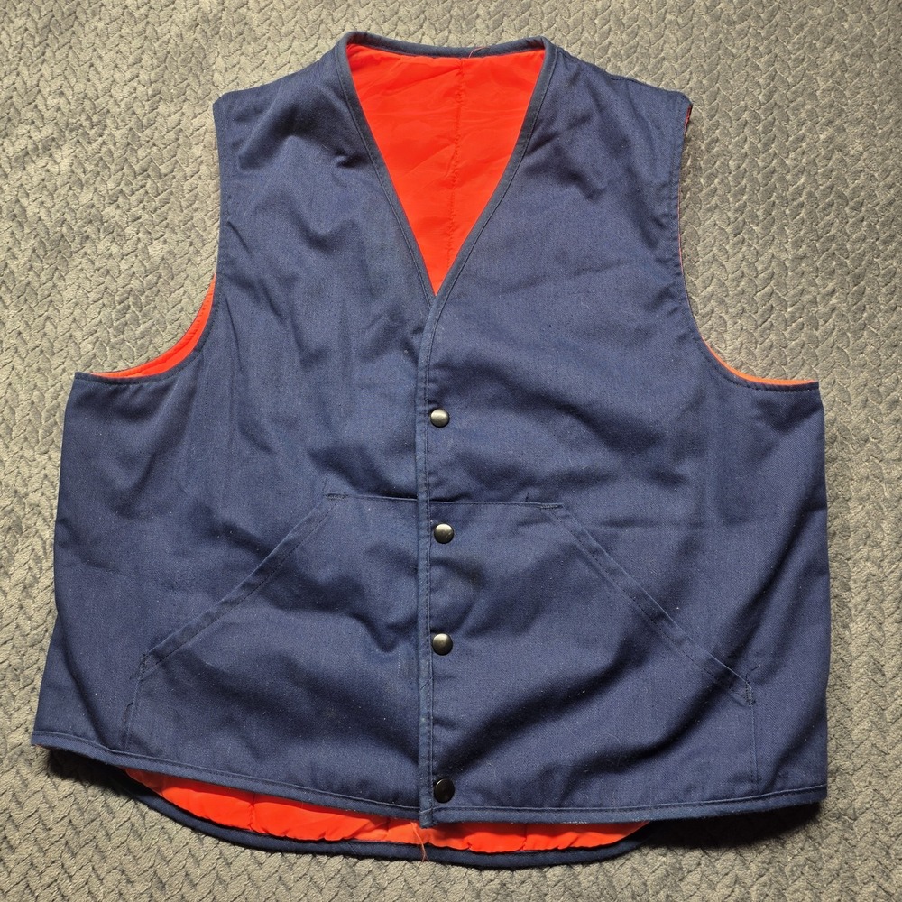 Vintage Walls‎ Blizzard-Pruf Reversible Hunting Vest Large Blue/Blaze Orange USA